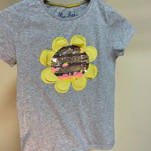 Mini Boden Kids Size 11-12 Flower Sequin Flip Shirt